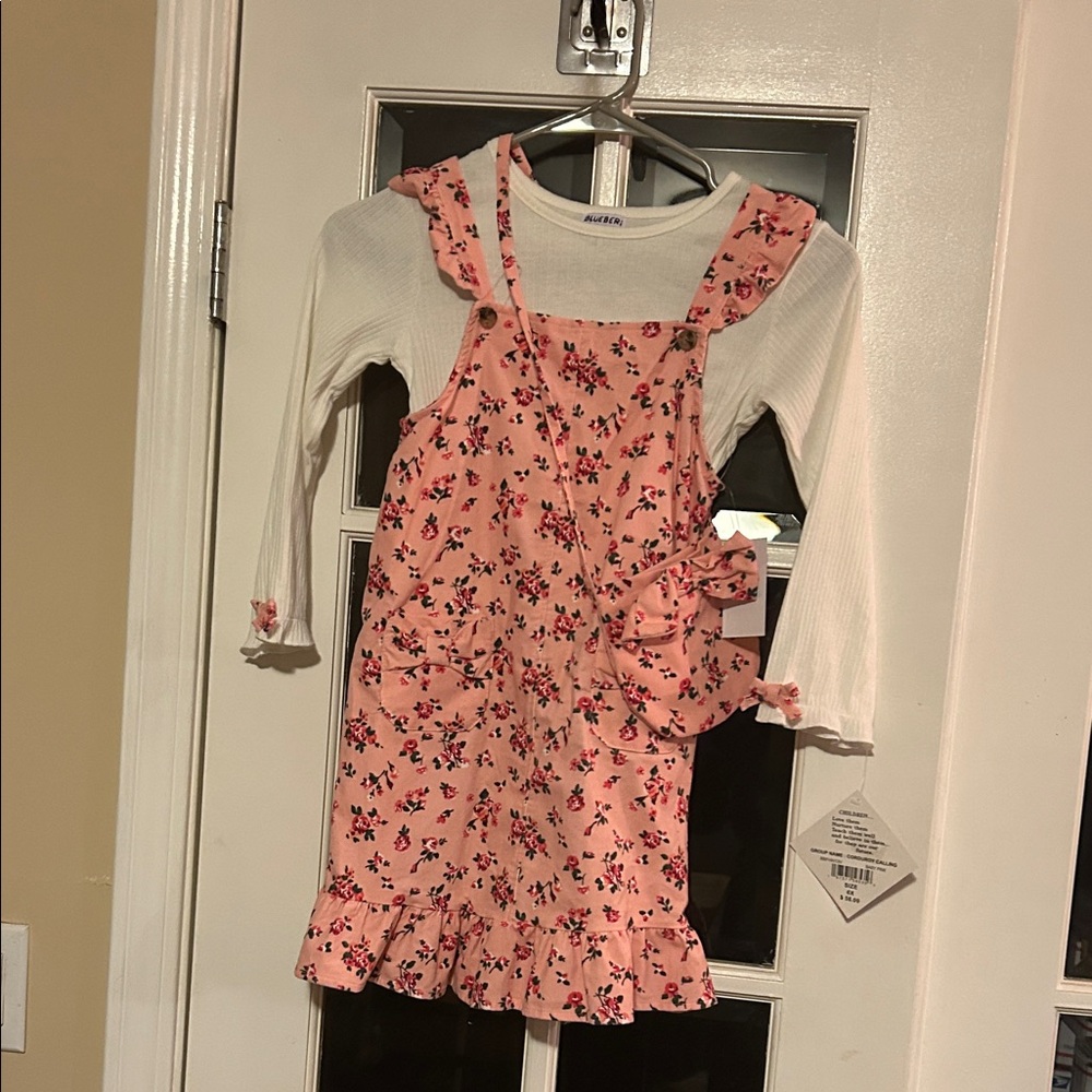 Blueberi Boulevard Corduroy Pink Easter Dress White Long Sleeve Top Kids 6X $58